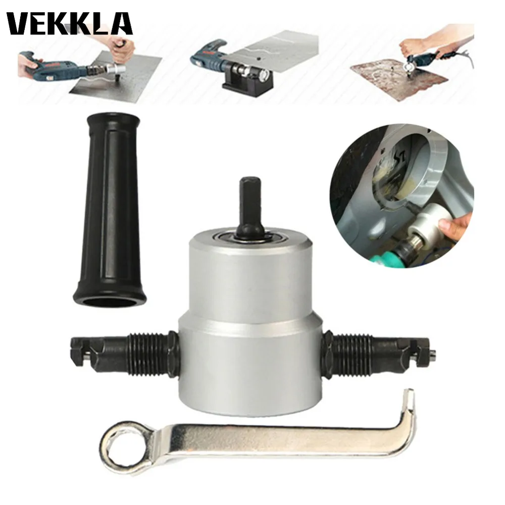 360 Degree Nibble Metal Cutting Double Head Sheet Nibbler Hole Saw Cutter Drill Tool font b