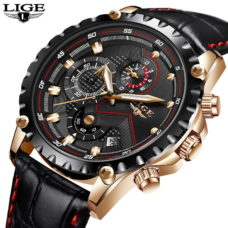 $20.29 Lige Watch Men Fashion Quartz Army Military Clock Mens Watches Top Brand Luxury Leather Waterproof