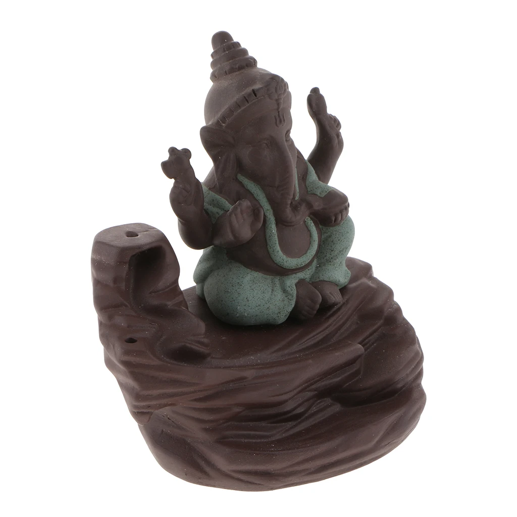 Ceramic Elephant God Incense Burner Backflow Sticks Cones Incense Censer