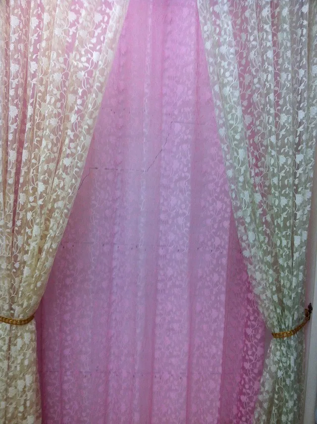 CS 141 Hot Sale Manual Spray Painted Flower Window Curtain fabrics for