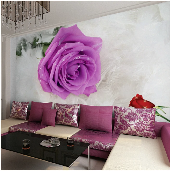 

Custom waterproof large mural stereoscopic 3D living room sofa TV background wallpaper room fabric wall paper modern roses