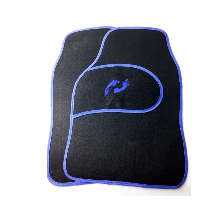 

4 Pcs Universal Car Floor Mats Gray Blue Red Carpet Non-Slip GRIP Feet Pattern All Weather Mat