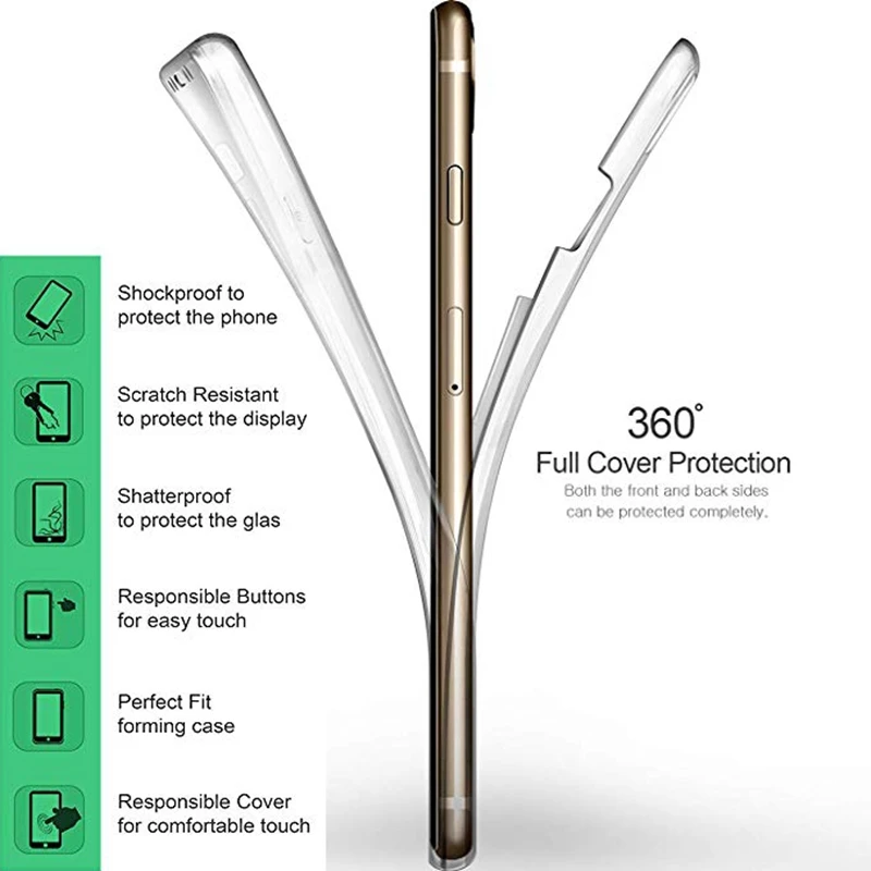 

360 Degree Protect Case Drop proof TPU Clear Cover for iphone X XS MAX XR 10 7 8 Plus 6 6s Full Coverage Body Protection cases