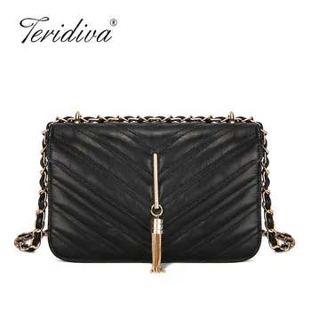 

Tassel Bags Women Chains Shoulder Bag Small Handbag Solid Flap Crossbody Bags Ladies Pu Leather Messenger Bag Famous Brand