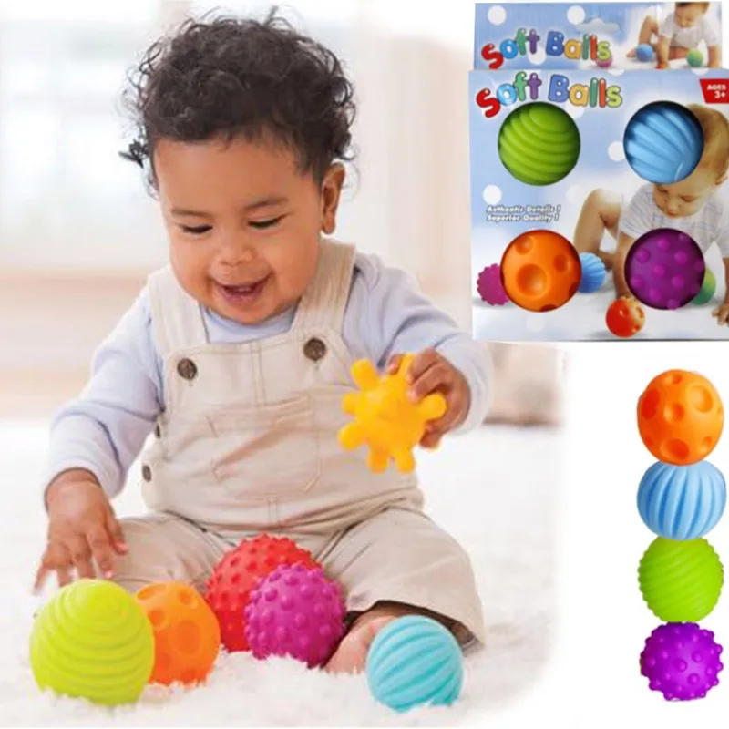 Hot Sale 4Pcs/Set Baby Ball Toys Cute Grasping Ball Baby Toys Easy Grip