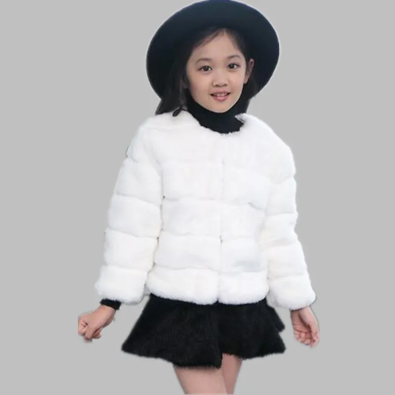 Furry Autumn Winter Warm Girls Faux Fur Coats 2018 Children Single