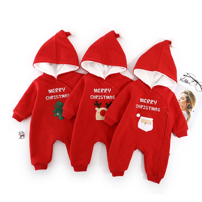 

Bebes Baby Kids Christmas Casual Winter Rompers Boys Girls Warm Christmas's Jumpsuit Clothes Infant My First Christmas Clothing