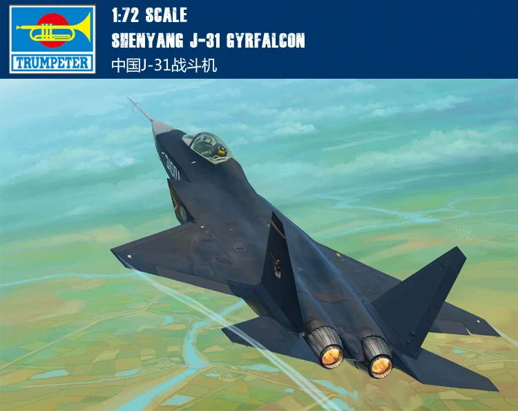 

Trumpet 1/72 China J-31 Fighter Plane 2014 Zhuhai Airshow 01666 Assembly Model Building Kits Toy