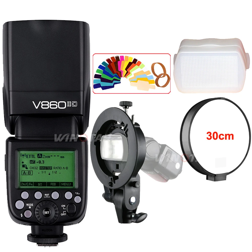 Godox Ving V860II C E TTL HSS 1/8000 литий ионная батарея Speedlite Flash светильник + Bowens S образный
