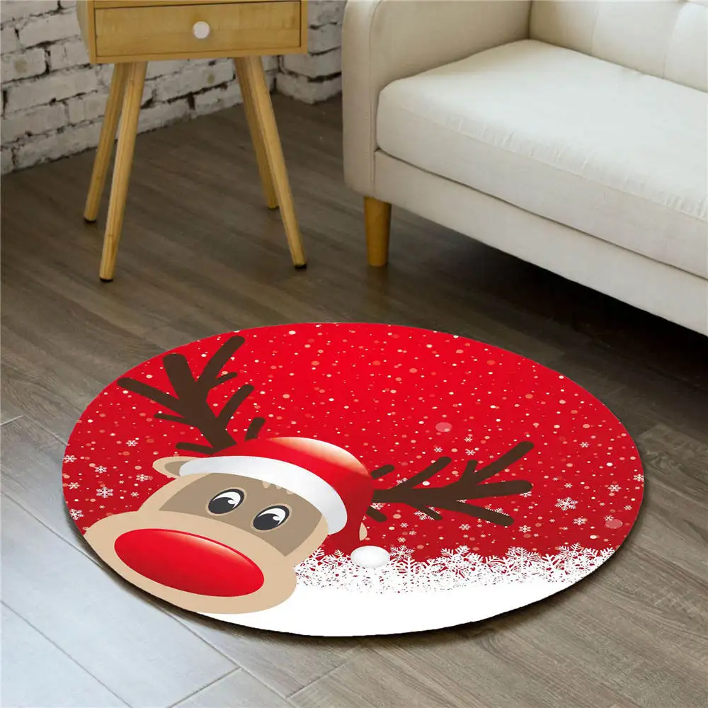 Christmas Series Decro Cartoon Round Carpet Waterproof Home Doormat
Kitchen Mat Hall Rug Baby Gym Activity Playmat New Year Gift