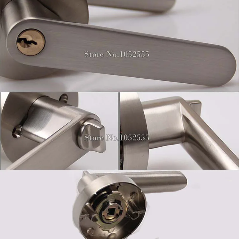 Brushed Interior Door Lock Living Room Bedroom Bathroom Door Handle Lock Door Lever Lock + 3 Keys image 5