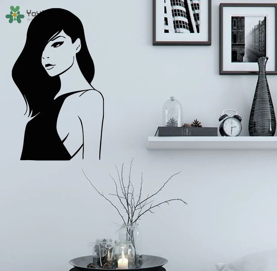 

YOYOYU Vinyl Wall Decal Sexy Mature Woman Hair Salon Beauty Stylist Interior Living Room Home Decoration Stickers FD501
