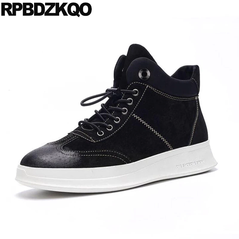 

High Top Non Slip Black Boots Casual Sole Shoes Men Fall Booties Ankle Platform Sneakers Trainer Lace Up 2017 Fashion Male
