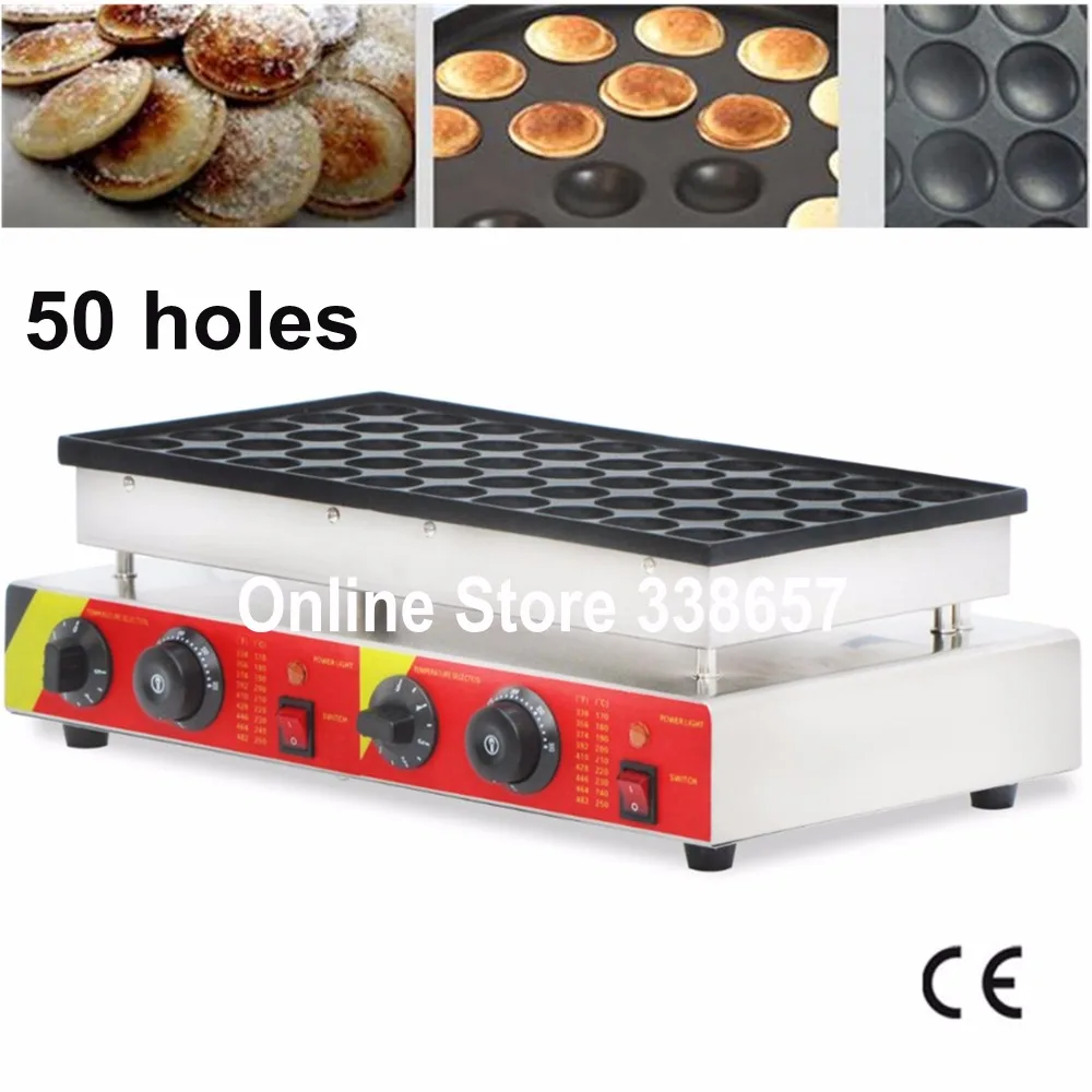 

50 Holes Commercial biscuit Dutch poffertjes Grills mini pancake waffle maker baker machine 220v/110v