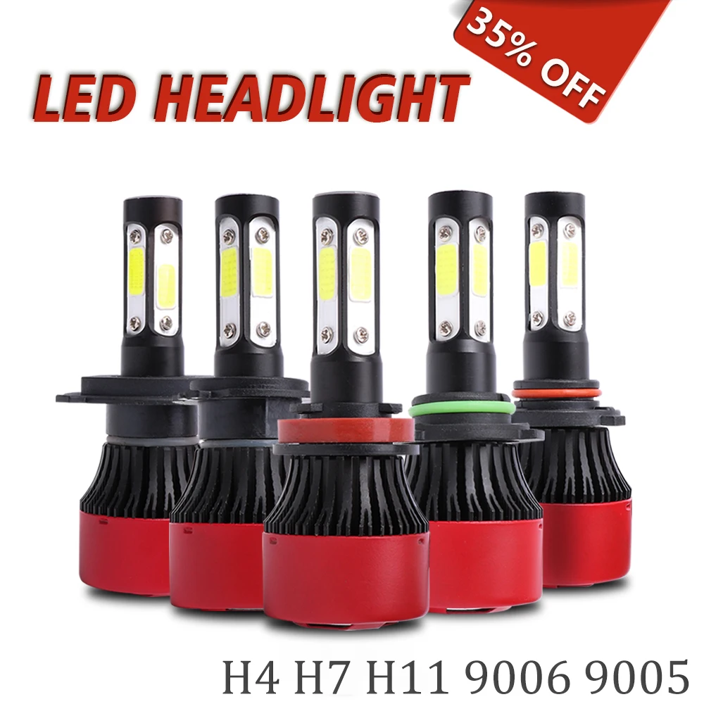 DICN New 4 Sides H4 H7 H11 9005 9006 9012 Hi Lo LED Car Headlight Bulbs