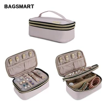 BAGSMART Travel Jewelry Bag Women Double Layer Jewelry Rolls Necklace Holder Earring Ring Pouch Storage Bag Organizer for Women