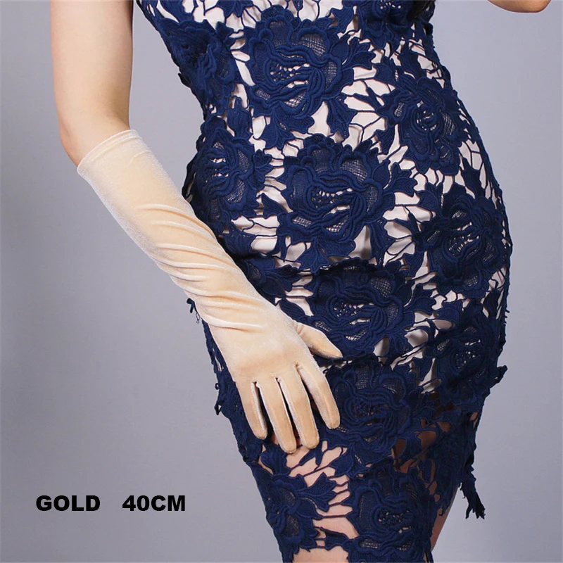 Бархатные длинные перчатки 60 см длинные чисто белые женские модели высокие эластичные бархатные золотые бархатные сенсорный экран RBS60