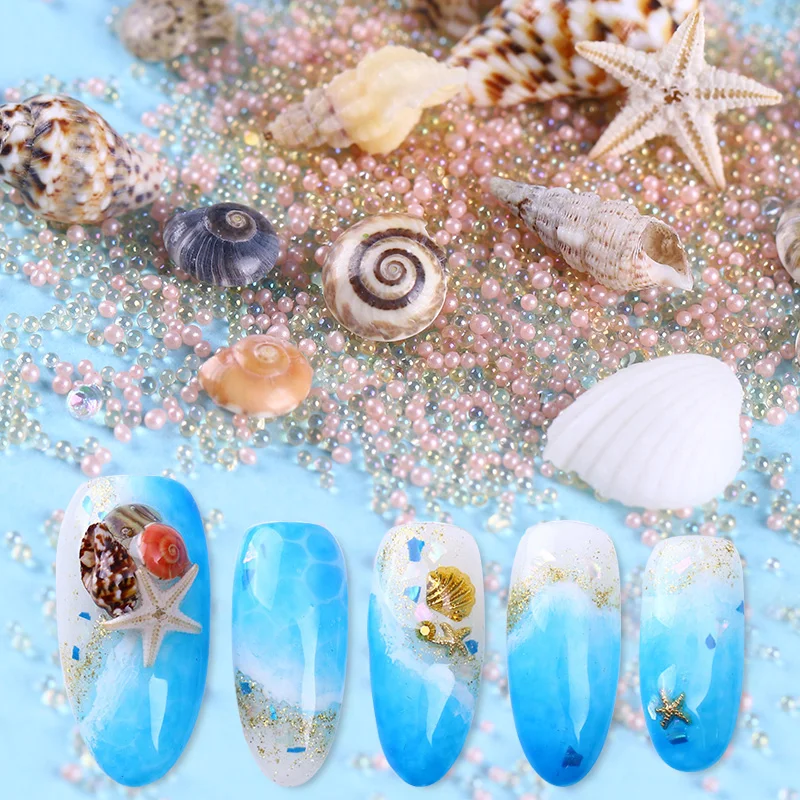 

3D Nail Decoration Ocean Series Natural Mini Conch Starfish Mixed Patterns DIY Design Decors Nail Art Accessories Tips