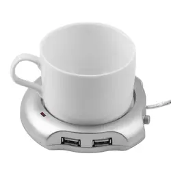 Серебро 4 Порты и разъёмы USB Hub + Чай Кофе чашки напитка Электрический подогреватель 2,5 Вт 5 В высокое качество