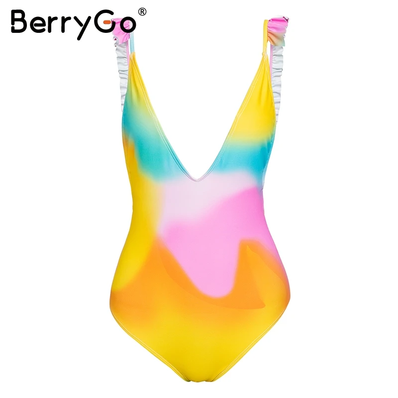 BerryGo رفع كشكش حزام مثير داخلية النساء مبطن عارية الذراعين طباعة داخلية 2018 نحيل v الرقبة الصيف الشاطئ playsuit فام BerryGo رفع كشكش حزام مثير داخلية النساء مبطن عارية الذراعين طباعة داخلية 2018 نحيل v الرقبة الصيف الشاطئ playsuit فام