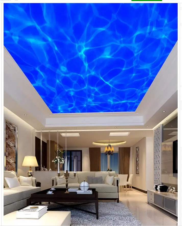 Blue Lake Modern Ceiling 3d Wallpaper Modern For Living Room Murals