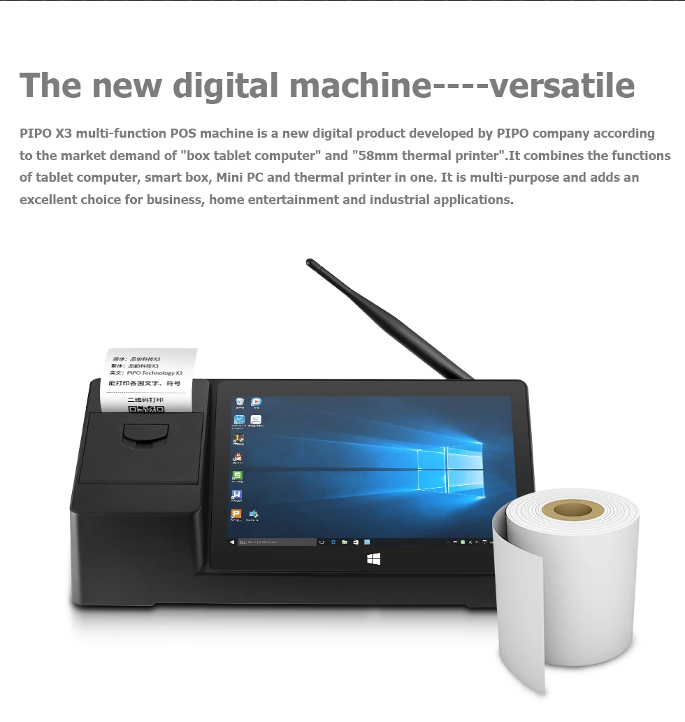 58mm Thermal Printer PIPO X3 Mini PC Win10 Tablet Computer Intel Z8350 Quad Core 8.9inch 1920*1200 2G 32G HDMI Smart Box 4 USB