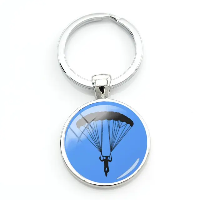 JWEIJIAO Skydiving Parachute Keychain Figure Silhouette Daring Sports