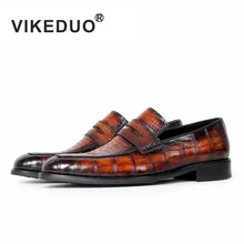 Handmade Crocodile Shoes Skin Polished Leather Mens Casual Design Fashion Shiny Slip On Loafers Shoes original design