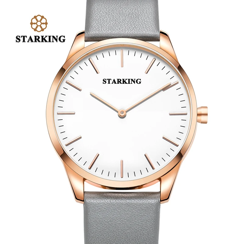 

STARKING Quartz Men Watches Water Resistant Military Without Second Hand Genuine Leather Strap Father 's Gift relogio masculino
