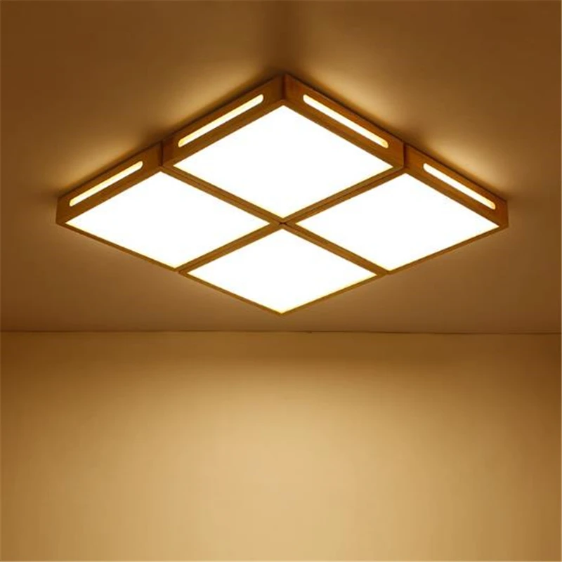 

Chinese Splicing Patterns Modern Wood Ceiling Lamp Ceiling LED Solid Wood Lamp For Living Room Bedroom Decro Free Shipping