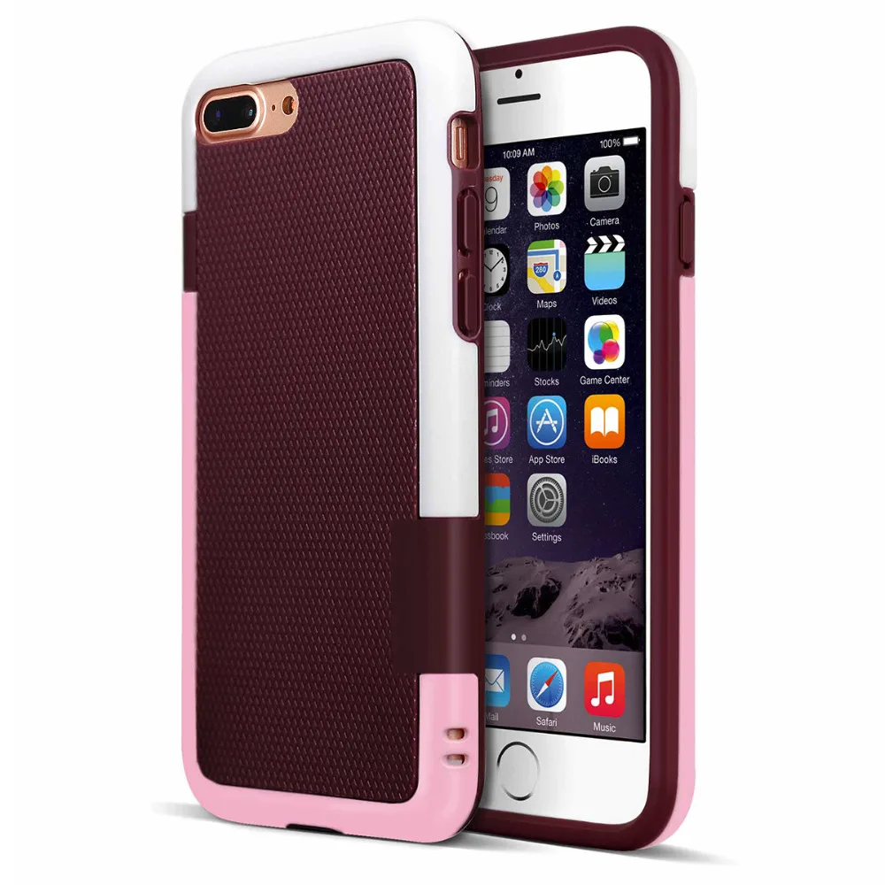 

Thicken Hybrid Impact 3 Color Shockproof Rugged for iphone 7 plus 8 plus P Case Anti-slip Cover for iphone X Card holder Slots