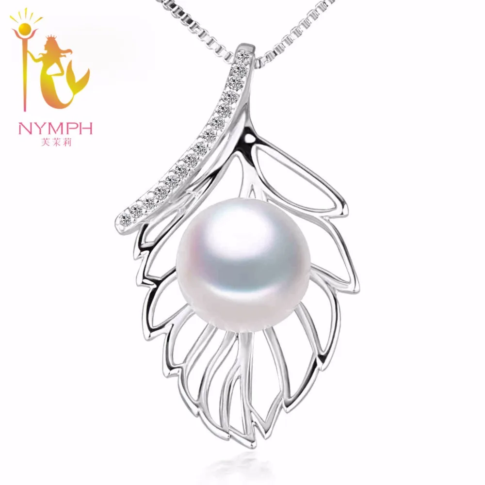 

[NYMPH] Pearl Jewerly Natural Pearl Necklace Pendant Real Fresh Water Pearl Choker Necklace 925 Silver 2017 New Leaf L02