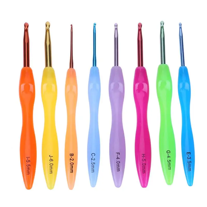 

9Pcs/set Home DIY Brand Knitting Tools Carpet Crochet Hook with Tongue Hairpiece Crocheting Needles Women DIY Craft Tools 2-6mm
