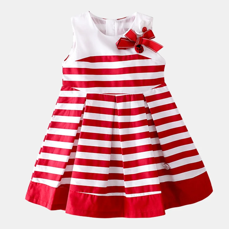 

Shybobbi Fashion Girl Dress Striped Bow Cotton Girls Clothes Party Casual Cute Baby Kids Clothing 2-8