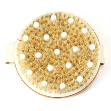 2in1 круглый Массажная щетка для тела бамбуковое Щетинная кисть резиновые массажные головки уход за кожей лица Очищение тела инструмент отшелушивающий скраб щетка BZ082