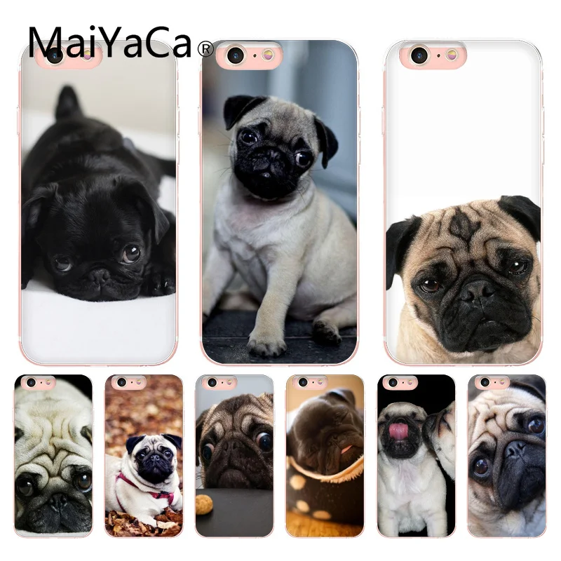 

MaiYaCa Funny Cute Pug TPU Soft Silicone Transparent Phone Case For iphone 6 6s 6plus 6S plus 7 7plus 8 8plus 5 5s 5C Case cover