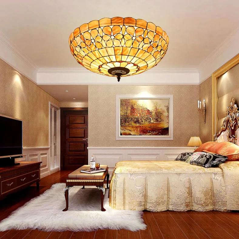 

20inch Tiffany Mediterranean style natural shell ceiling lights lustres night light led lamp floor bar home lighting