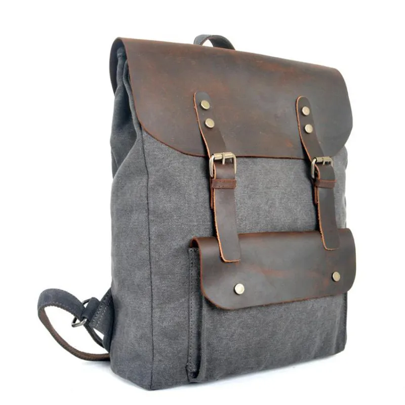 Fashion Backpack Leather Canvas men Backpack Women School Bag Bagpack Rucksack male Daypack Knapsack Teenager mochila Hiking New 2
