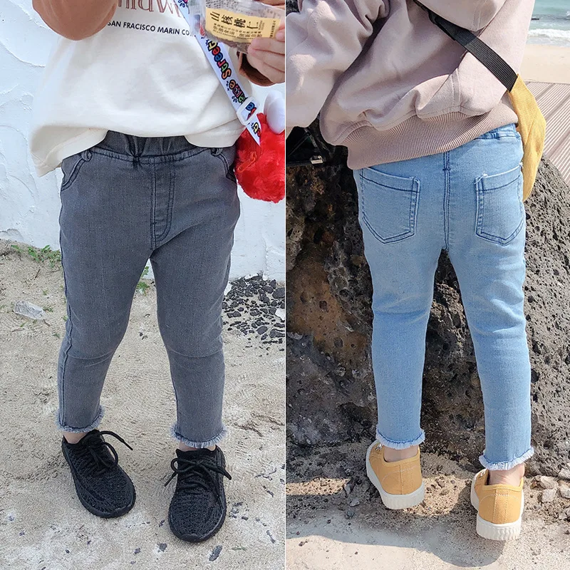 

New Autumn 2019 New Girls Pure Jeans Toddler Girls Legging Pants High Waist Kids Baby Denims Skinny Pencil Pants Chidlren Jeans