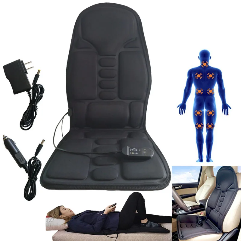 Online Práctica silla de coche multifuncional masaje corporal alfombrilla de calor funda de asiento cojín dolor de cuello almohadilla de apoyo Lumbar masajeador trasero