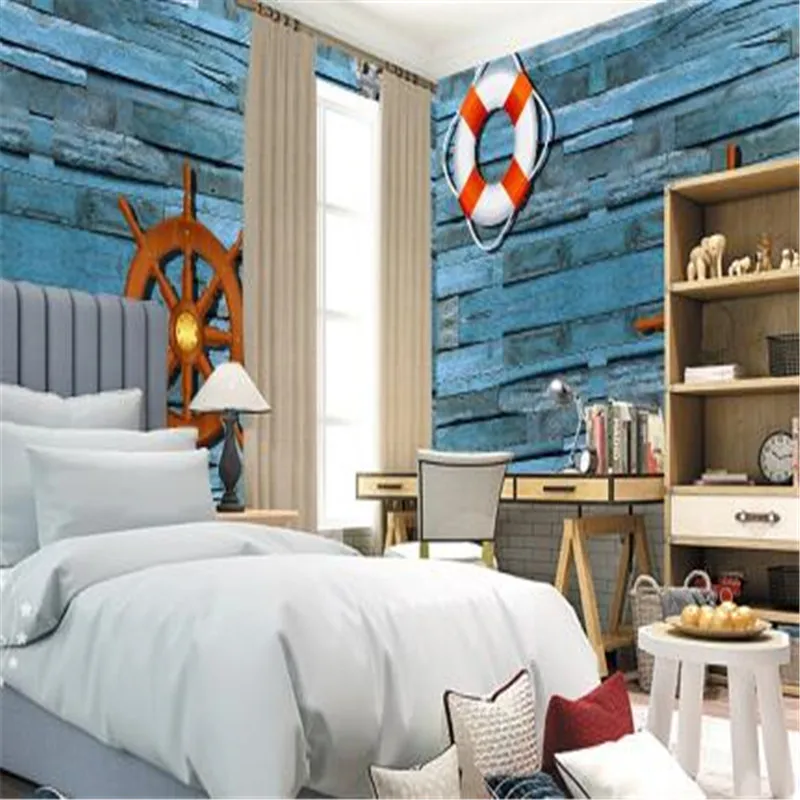 Brick Blue Mural Custom Photo Wallpapers for Living Room Luxury 3D Murals Wall Papers Home Decor Kids Room Boys Bedroom Painting