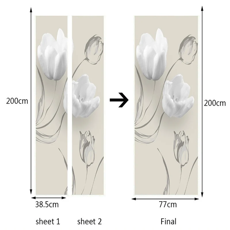 ПВХ самоклеющиеся водонепроницаемые дверные наклейки Современные белые цветы Настенные обои 3D гостиная спальня домашний декор настенные стикеры s