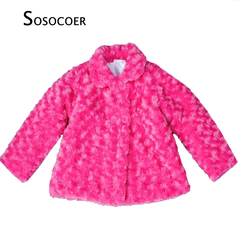 

SOSOCOER Girls Coat Winter High Quality Wool Children Outerwear White Rose Kids Warm Coats New Brand Girls Clothes For 2-8T