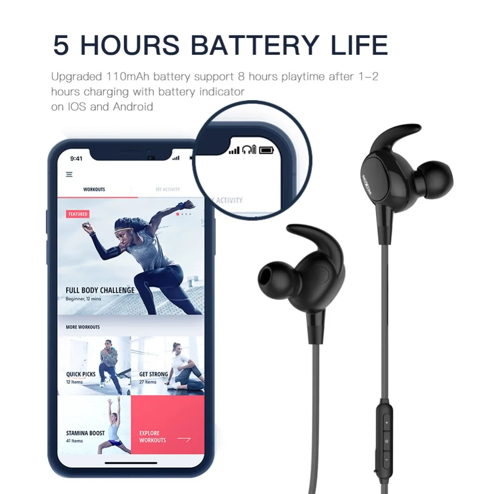 Беспроводные спортивные стереонаушники MOXOM Bluetooth V4.1 стереогарнитура для iPhone