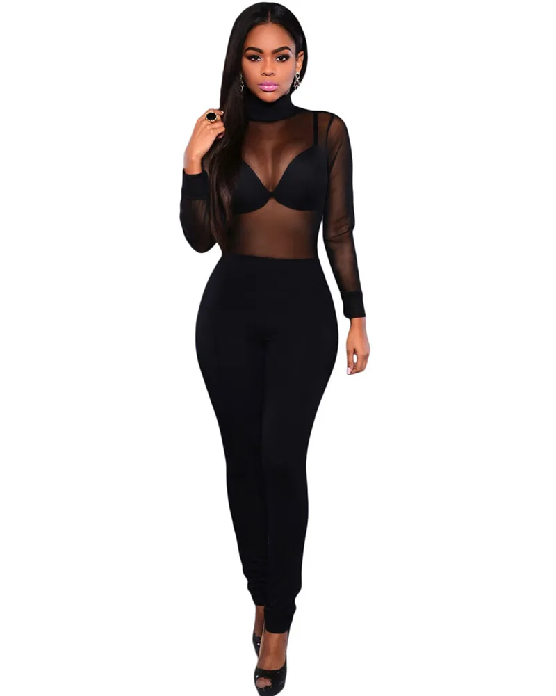 mesh top jumpsuit