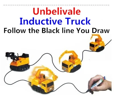 

1Pcs Magical Inductive Toy Truck Tank Car Excavator Cars Follow The Black Line Track You Draw Toys Best Gift For Children