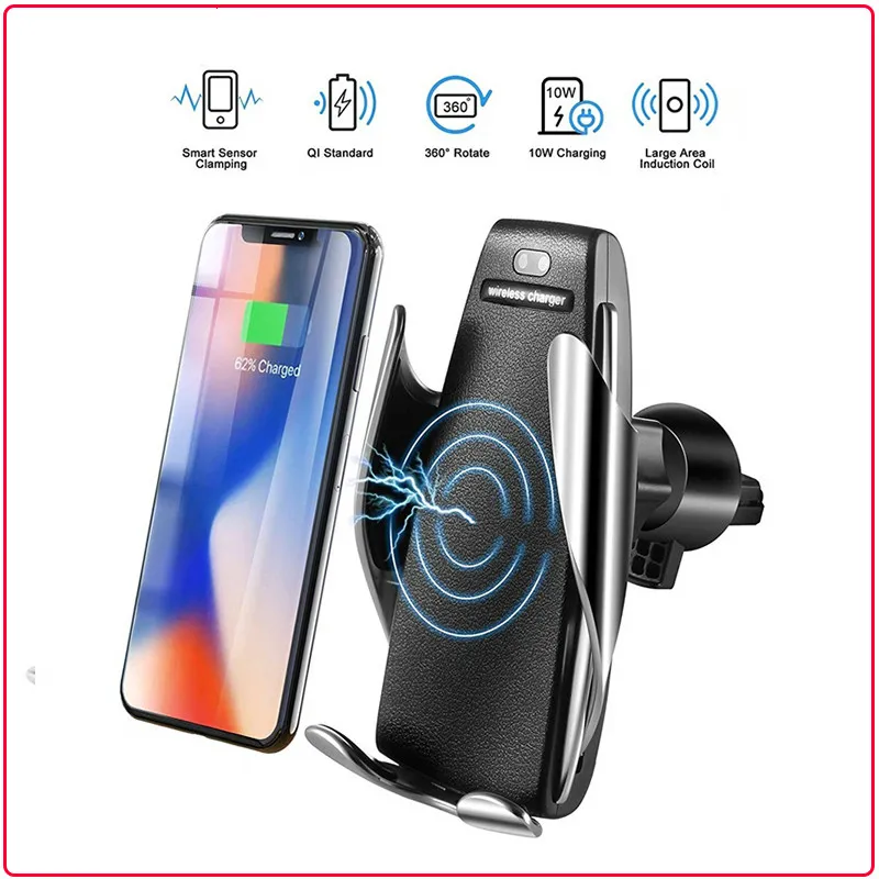 

Automatic Clamping Wireless Car Charger Air Vent Phone Holder 360 Degree Rotation Charging Mount Bracket For iphone Android