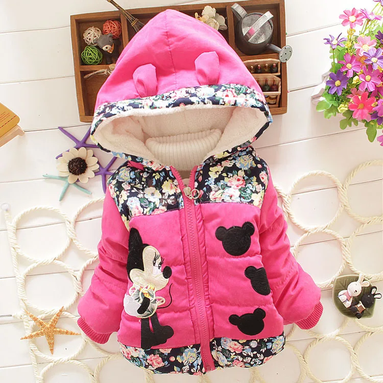 Детская зимняя одежда для маленьких девочек Детская верхняя одежда с цветами пальто куртки для девочек одежда для малышей зимнее пальто для маленьких девочек