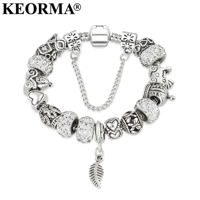 new european silver plated bead charm bracelet beads fit women