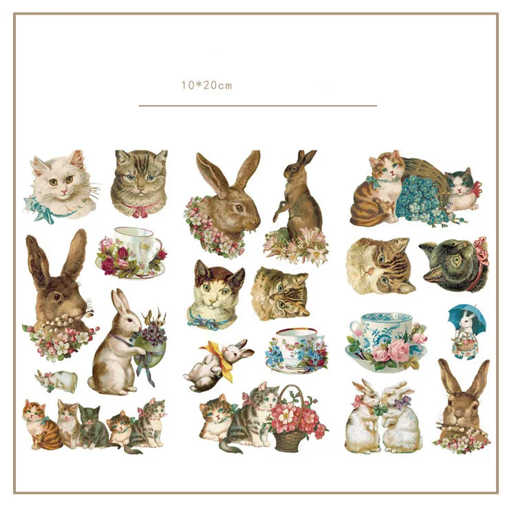 3 pcs/lot Cute Cat Rabbit Bullet Journal Decorative Stickers set Scrapbooking Stick Label Diary Stationery Album Stickers